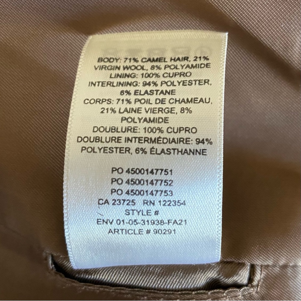 Aritzia Babaton The Slouch Short Coat Cocoa Sand camel tan - Picture 11 of 12